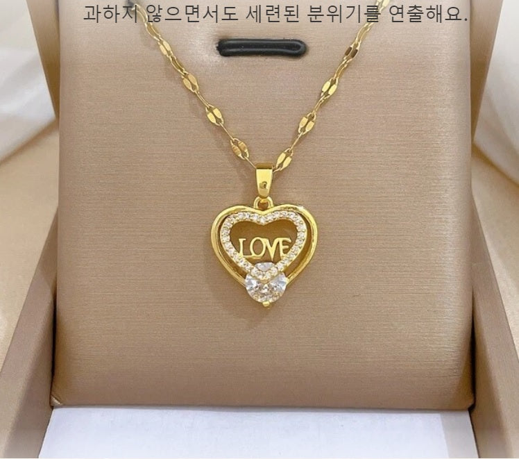 14K Gold Plated Love Heart Pendant Women's Necklace Sensuous Design PG-06