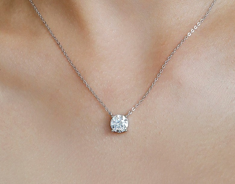 "[Nam-Ju Genuine GRA Certified Excellent Cut] Moissanite Diamond 4-Prong Necklace & Earring Set"
