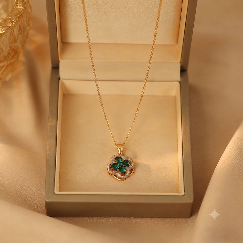 LILY 18K Gold Plated Clover Necklace — Special Zirconia Pendant Women's Jewelry