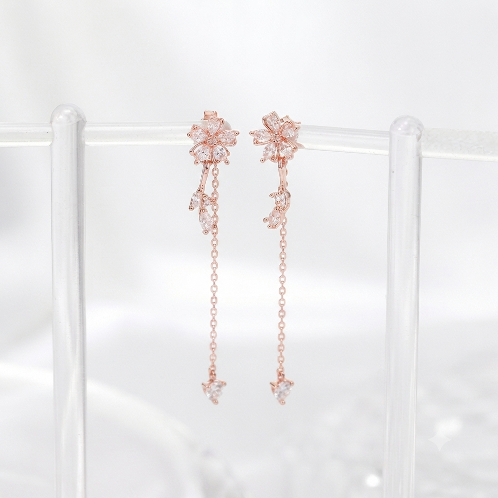 LILY 14K Gold Plated Flora Two-Way Long Drop Earrings — Women's Daily Jewelry
