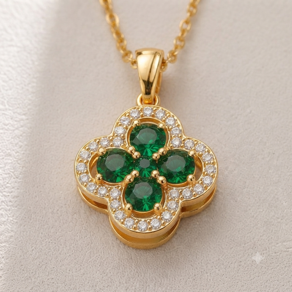 LILY 18K Gold Plated Clover Necklace — Special Zirconia Pendant Women's Jewelry