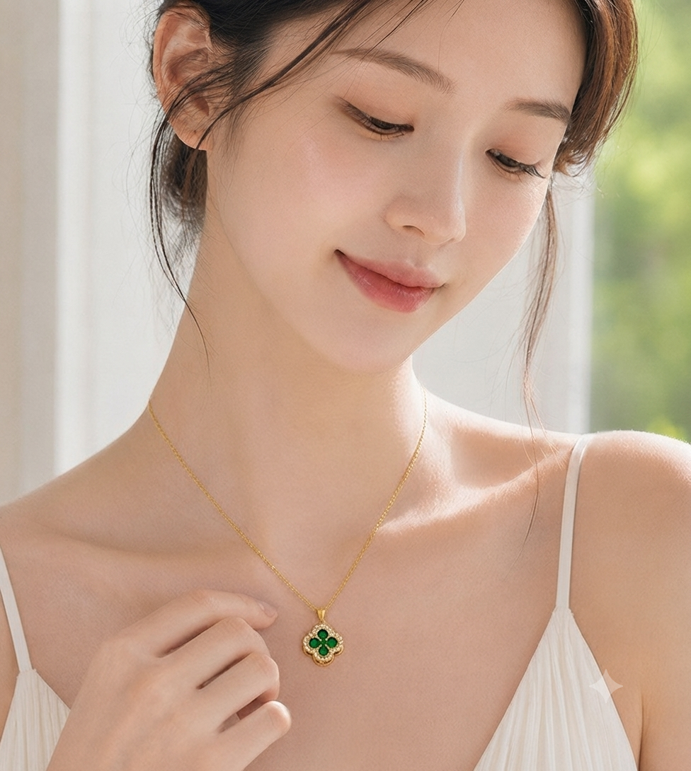 LILY 18K Gold Plated Clover Necklace — Special Zirconia Pendant Women's Jewelry