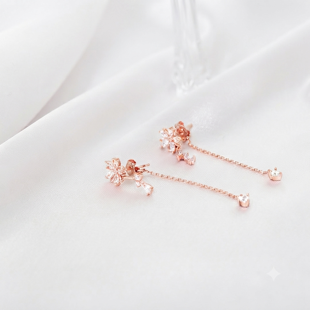 LILY 14K Gold Plated Flora Two-Way Long Drop Earrings — Women's Daily Jewelry