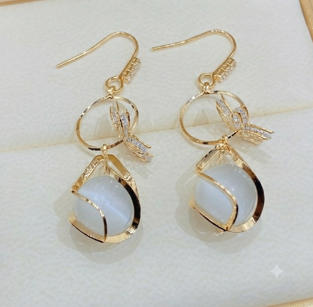 LILY 14K Gold Plated Cubic Drop Earrings — Women's Fashion Jewelry