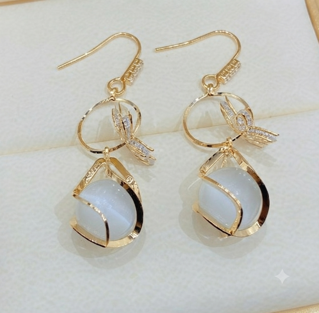 LILY 14K Gold Plated Cubic Drop Earrings — Women's Fashion Jewelry