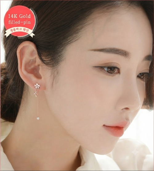 LILY 14K Gold Plated Flora Two-Way Long Drop Earrings — Women's Daily Jewelry