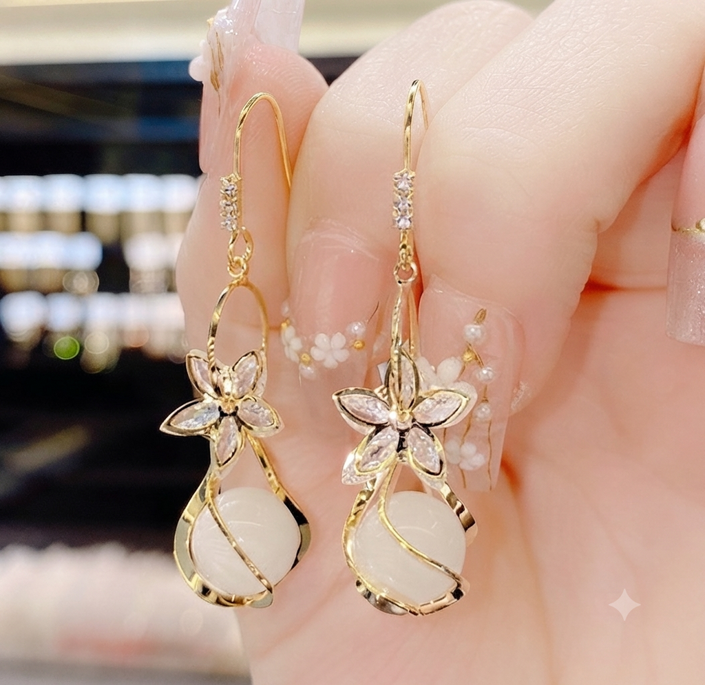 LILY 14K Gold Plated Cubic Drop Earrings — Women's Fashion Jewelry